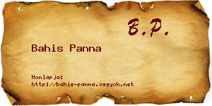Bahis Panna névjegykártya